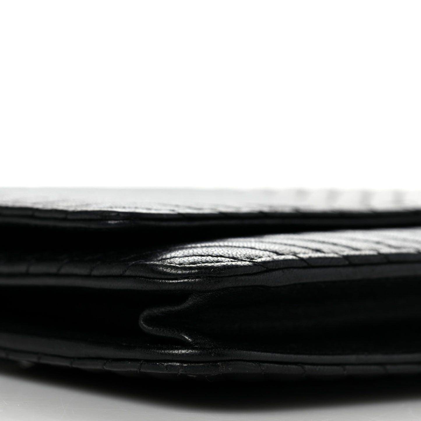 Calfskin Chevron Wallet On Chain WOC So Black