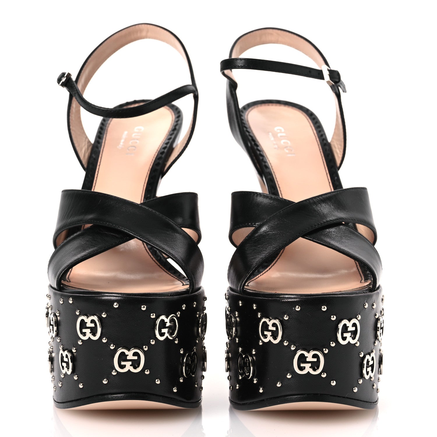 Gucci Malaga Kid Interlocking G Studs 155mm Platform Sandals 36 Perfect Black 3 of 12