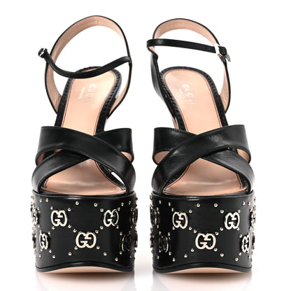 Gucci Malaga Kid Interlocking G Studs 155mm Platform Sandals 36 Perfect Black 3 of 12