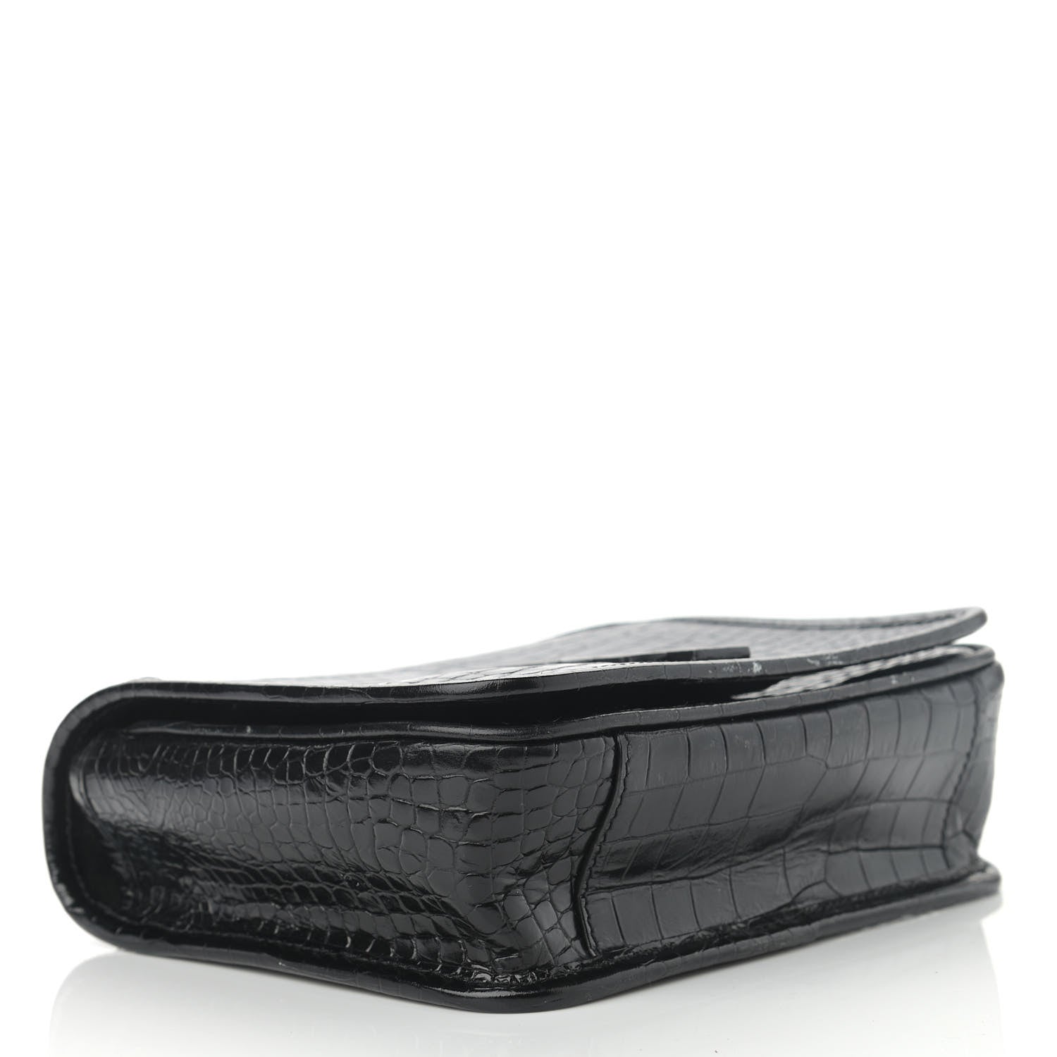 Saint Laurent Crocodile Embossed Lambskin Matelasse Monogram Niki Chain Wallet Black 4 of 14