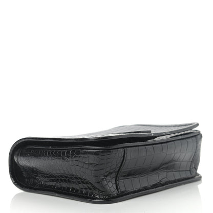 Saint Laurent Crocodile Embossed Lambskin Matelasse Monogram Niki Chain Wallet Black 4 of 14