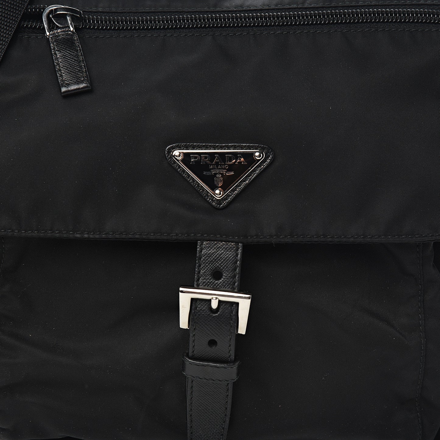 Tessuto Nylon Saffiano Messenger Bag Black