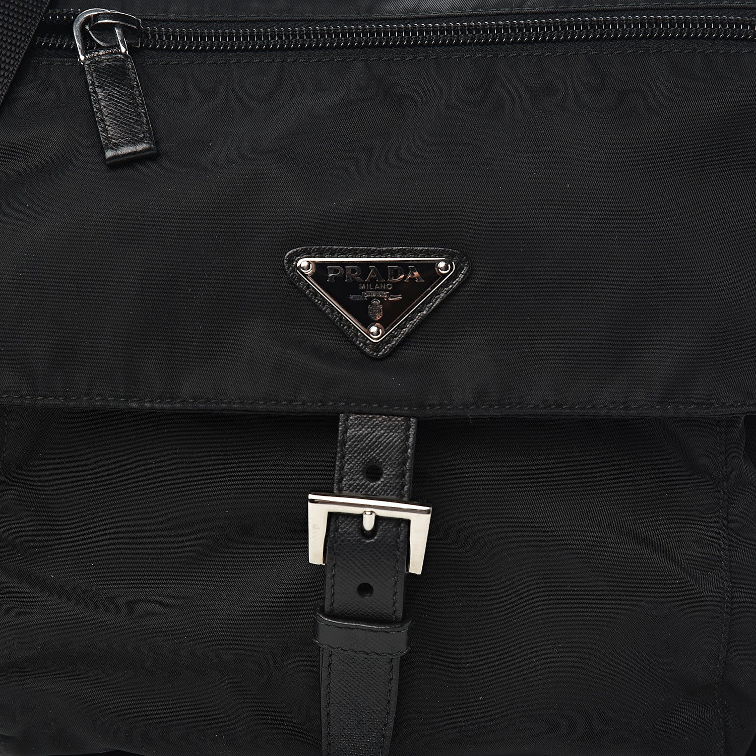Prada Tessuto Nylon Saffiano Messenger Bag Black 9 of 9