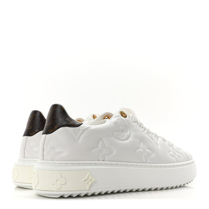 Louis Vuitton Lambskin Embossed Monogram Uniformes Time Out Sneakers 39.5 White 5 of 8