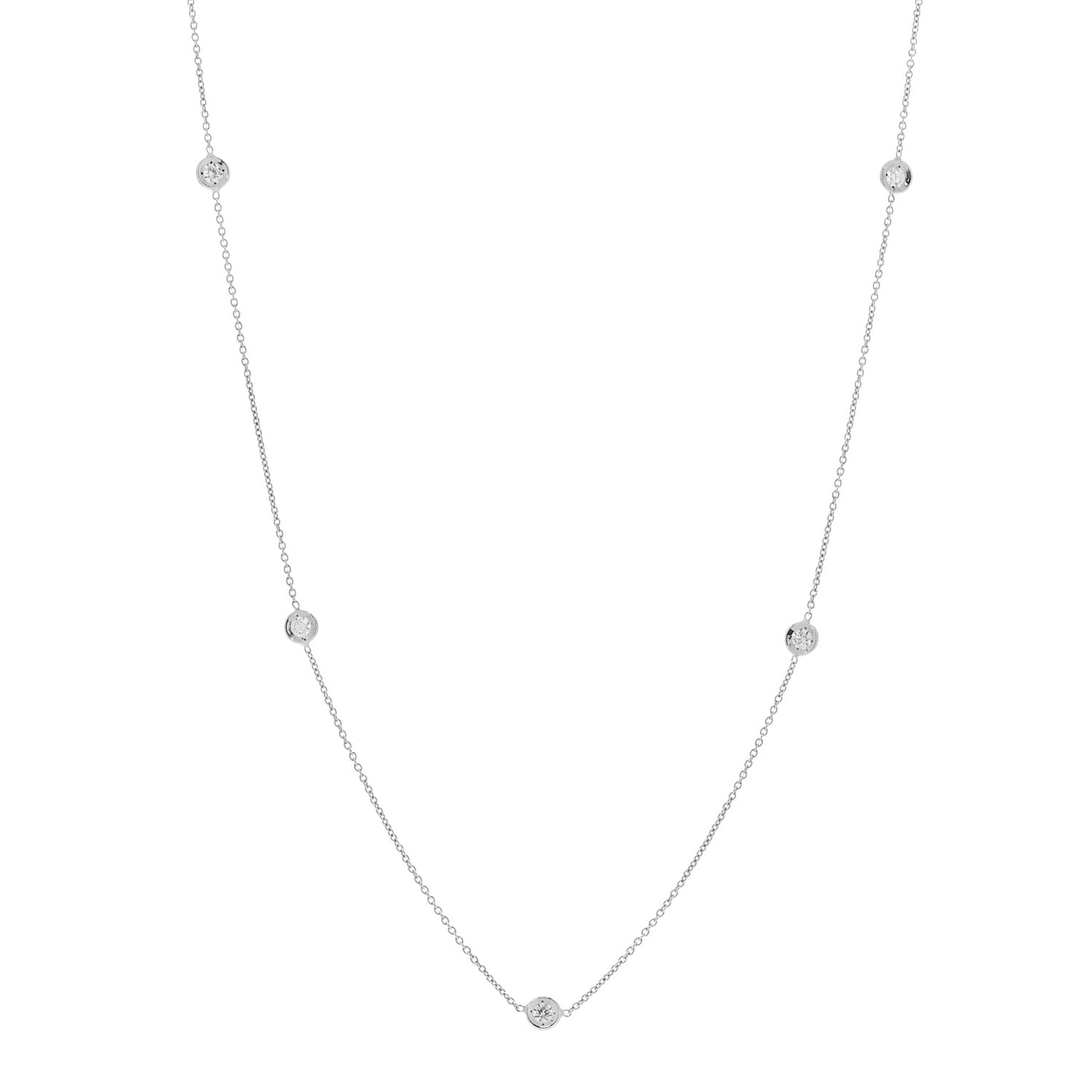 18K White Gold Diamond .25ctw Diamonds by the Inch Five Station Necklace