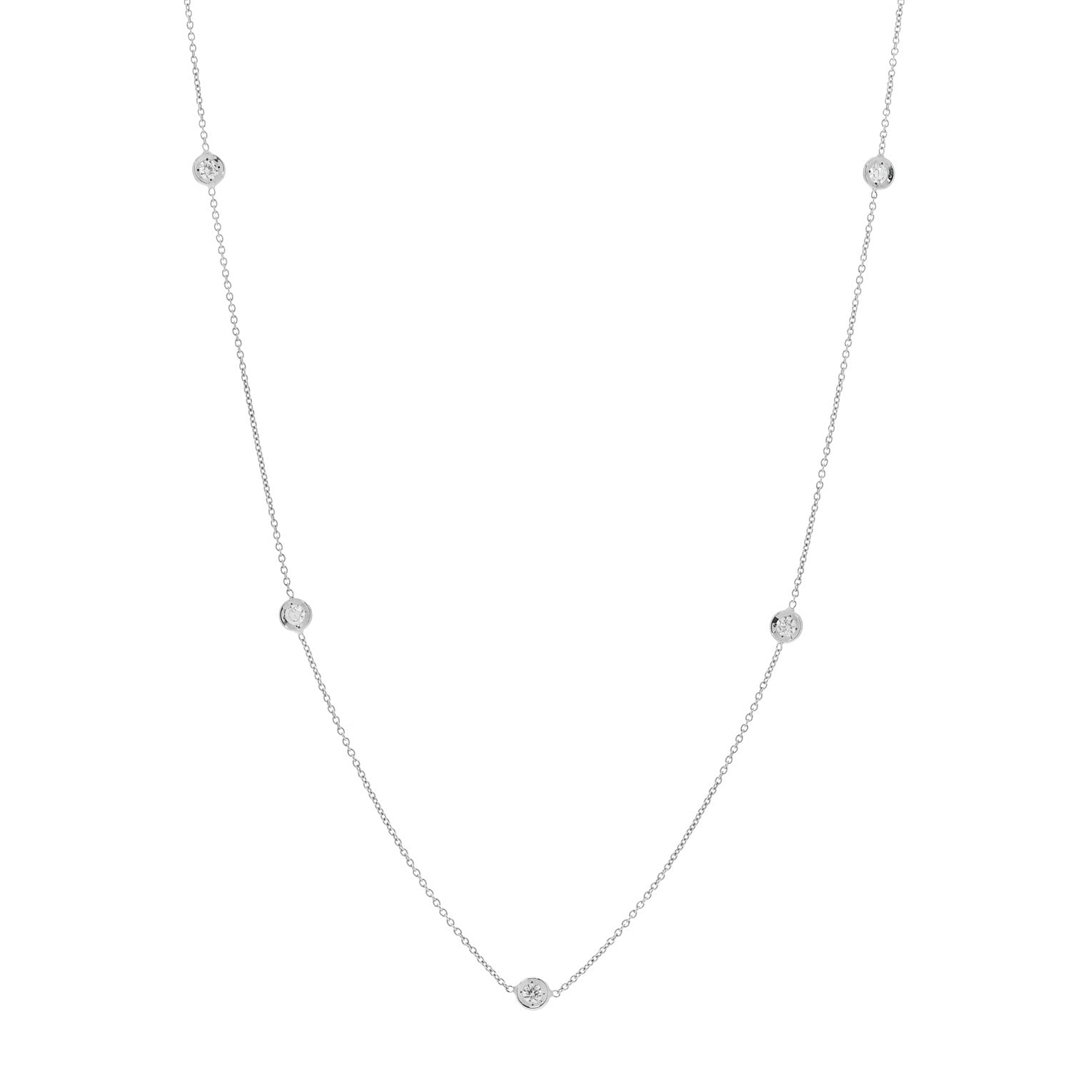 Roberto Coin 18K White Gold Diamond .25ctw Diamonds by the Inch Five Station Necklace 1 of 5