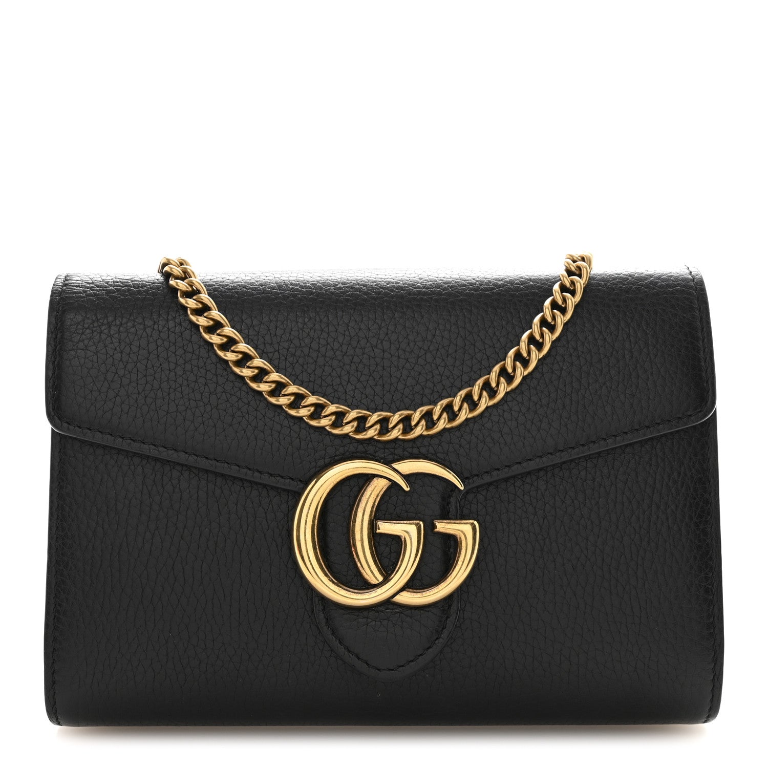 Gucci Calfskin GG Marmont Chain Wallet Black 1 of 11