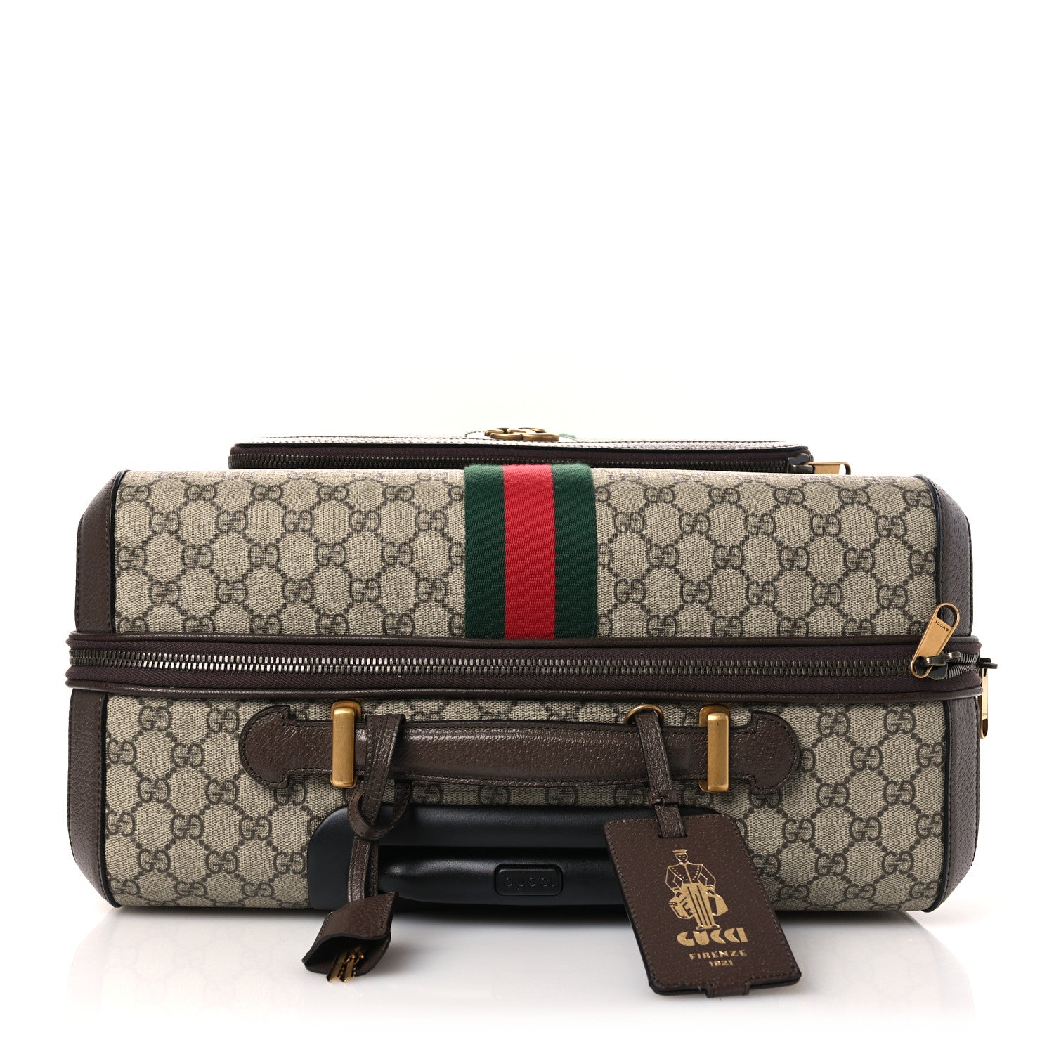 Gucci GG Supreme Monogram Web Medium Savoy Trolley Beige Ebony