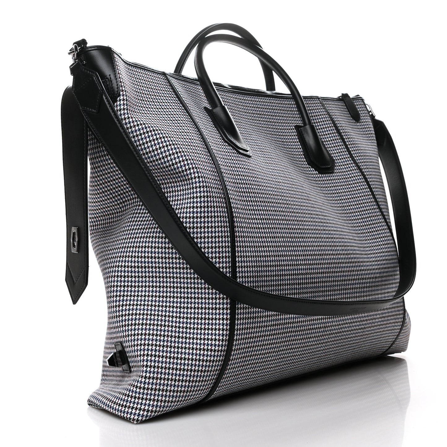 Wool Houndstooth Large Soft Antigona Black