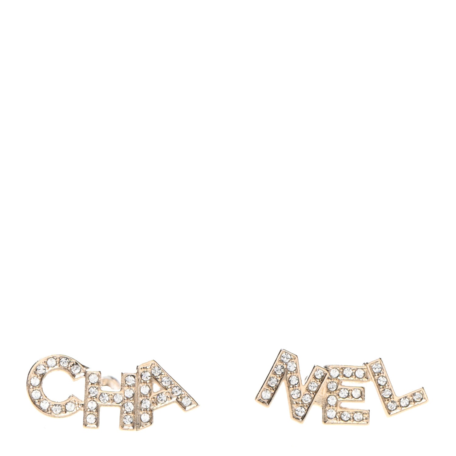 Chanel Crystal Pearl Signature Stud Earrings Gold 1 of 4