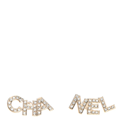 Chanel Crystal Pearl Signature Stud Earrings Gold 1 of 4
