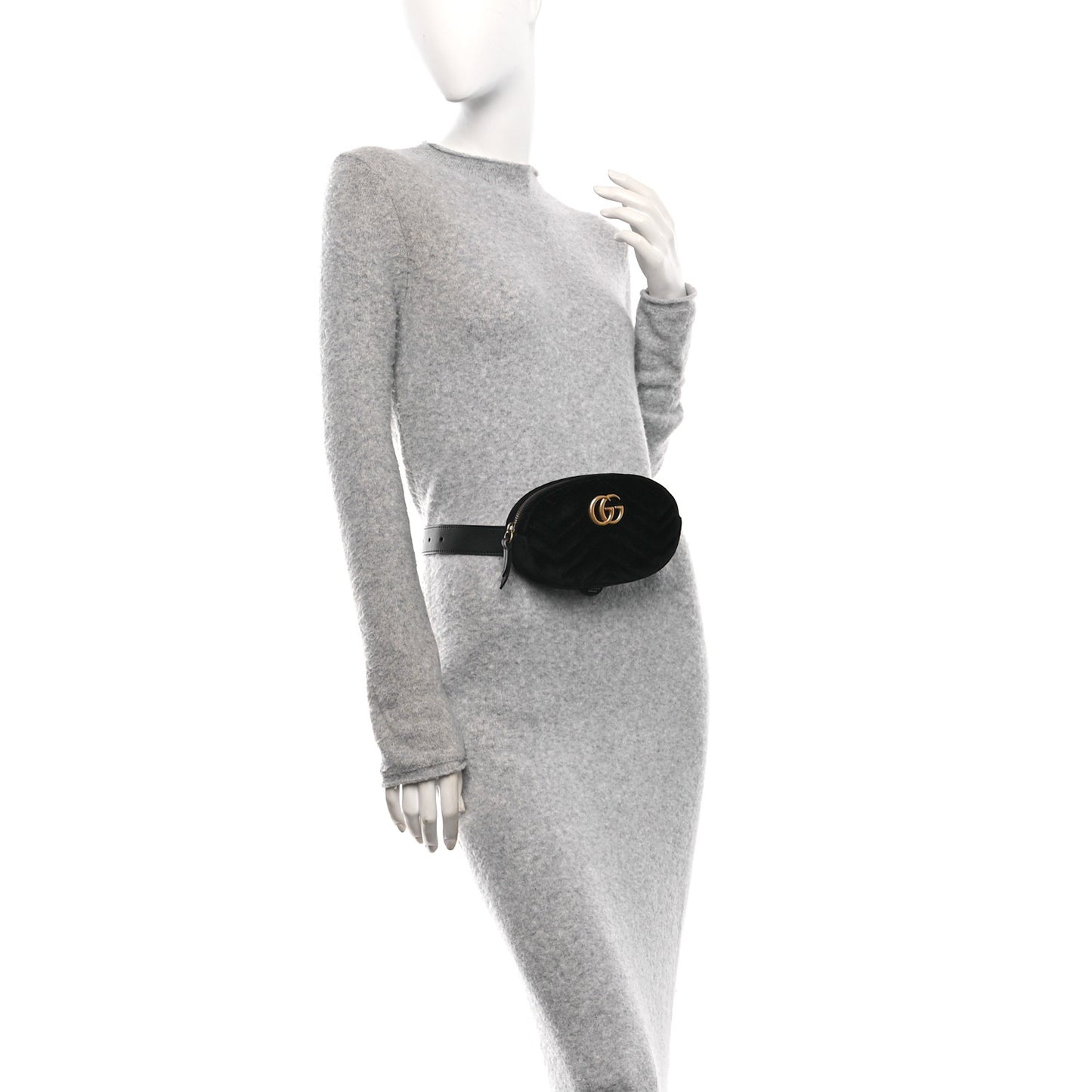 Velvet Matelasse GG Marmont Belt Bag 85 34 Black