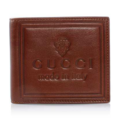 Gucci Mens Leather Bi-Fold Crest Wallet Brown 1 of 6