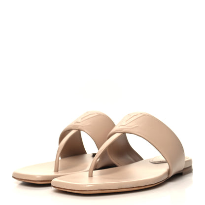 Louis Vuitton Lambskin Embossed Monogram Drapy Flat Thong Sandal 36 Beige 3 of 8