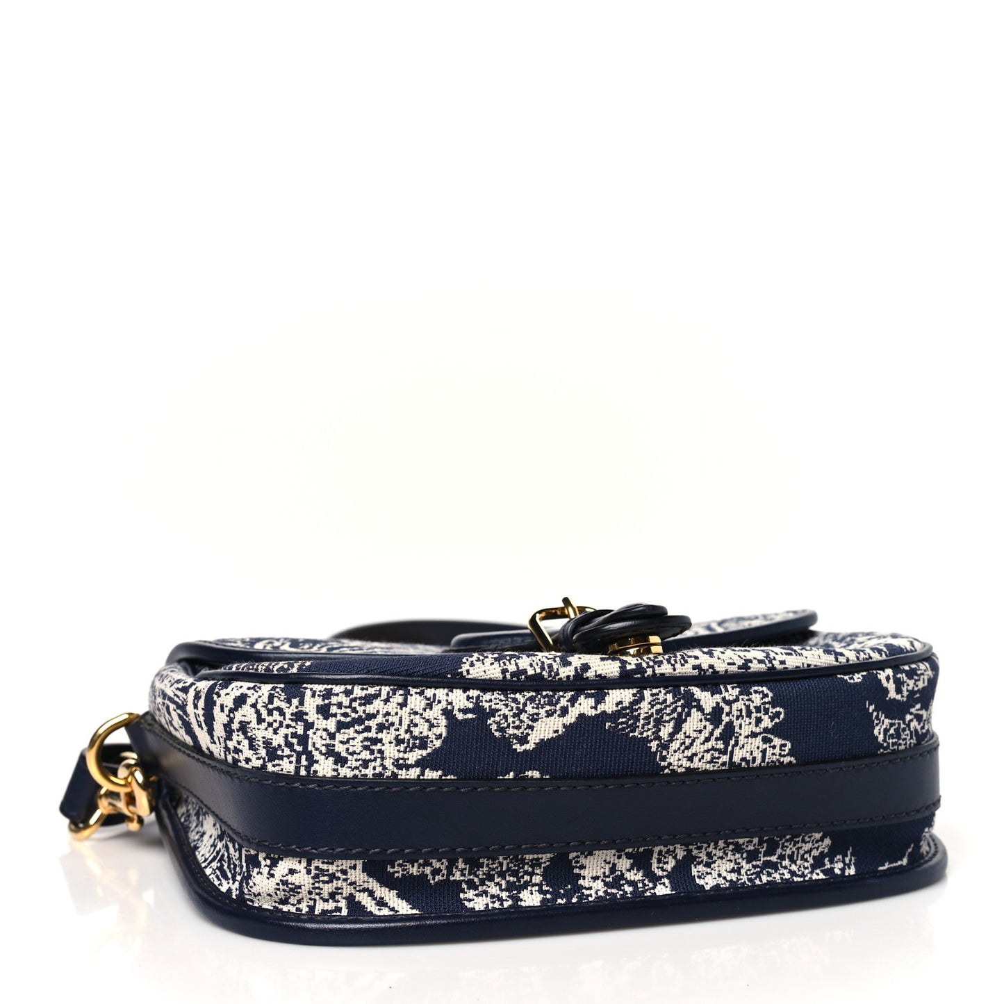 Canvas Toile de Jouy Reverse Embroidered Medium Bobby Flap Blue