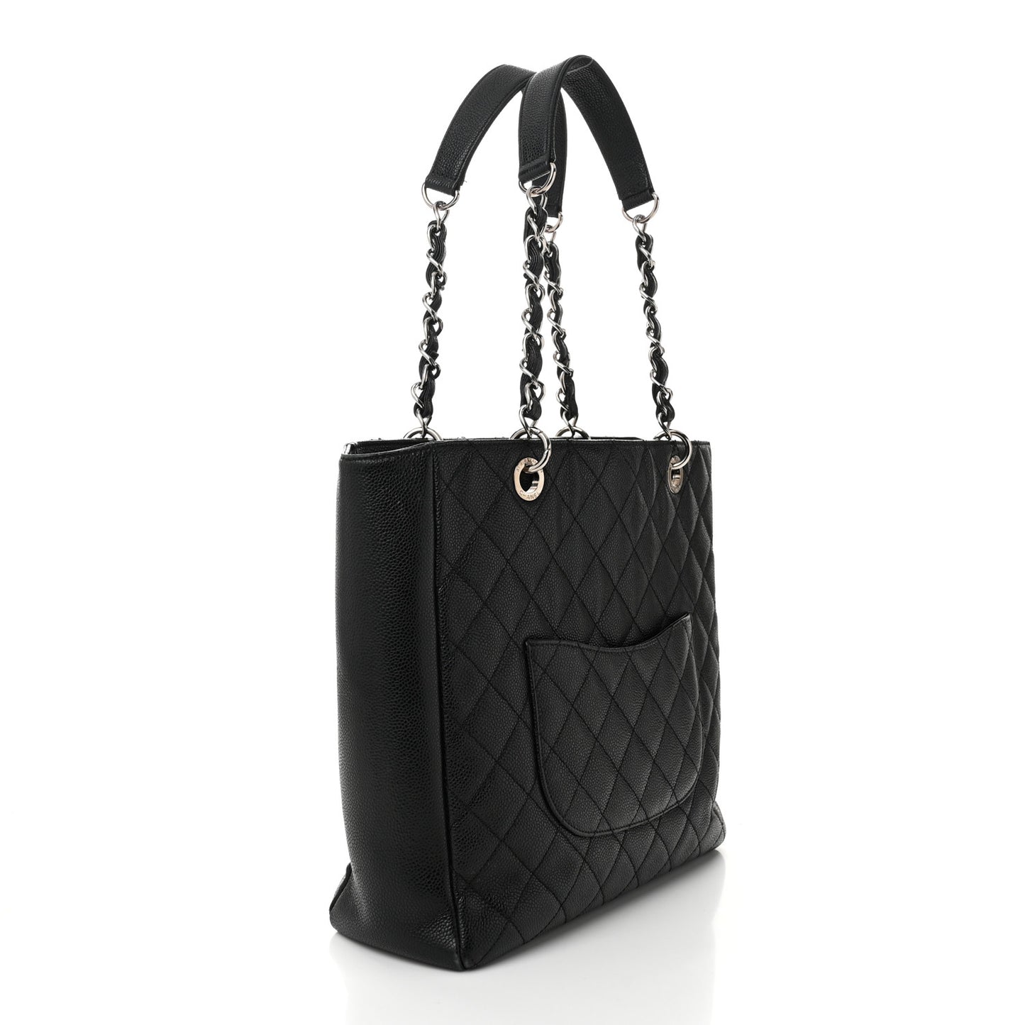 Caviar Quilted Vertical Grand Shopping Tote GST Black