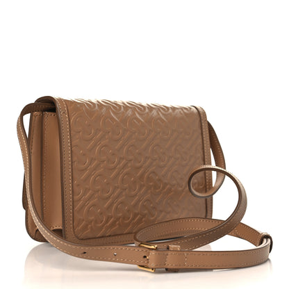 Burberry Calfskin Embossed Monogram Small TB Bag Light Camel 3 of 8