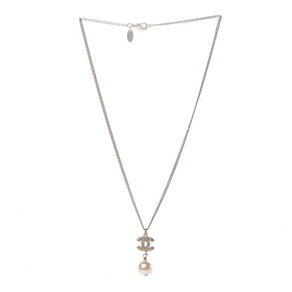 Chanel Crystal Pearl CC Drop Necklace Gold 3 of 6