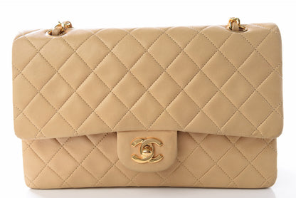 Chanel Lambskin Quilted Medium Double Flap Beige 17 of 18