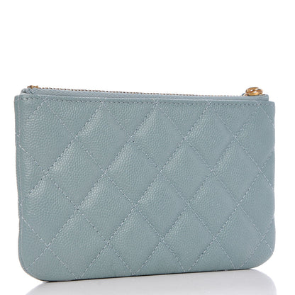 Chanel Iridescent Caviar Quilted Small Cosmetic Case Light Blue 3 of 7