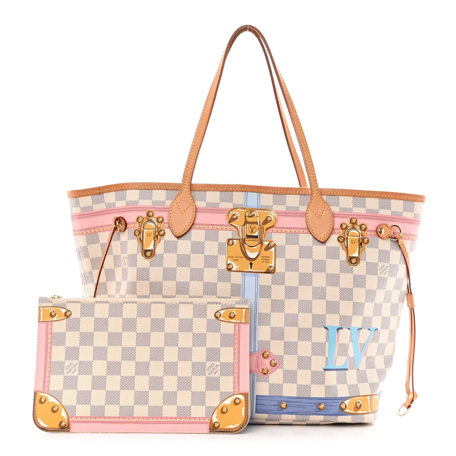 Louis Vuitton Damier Azur Summer Trunks Neo Neverfull MM 1 of 11