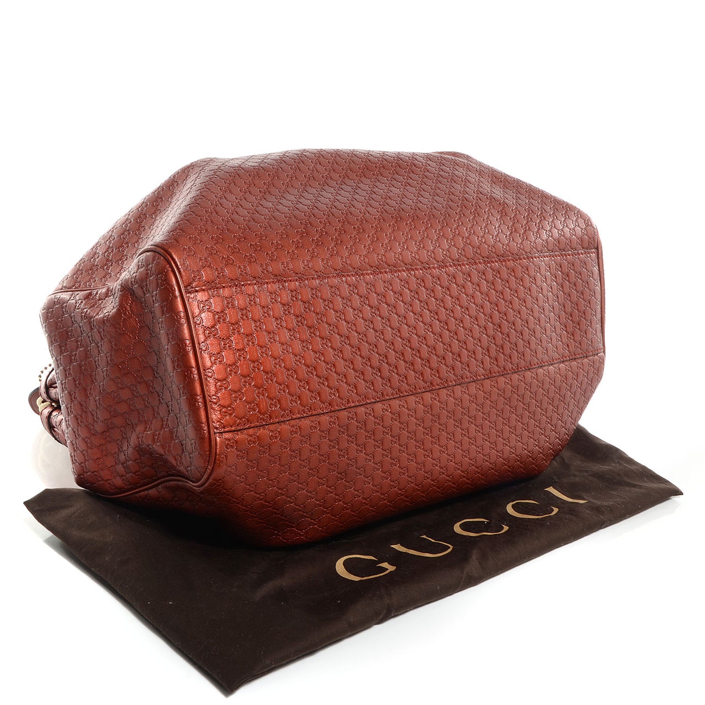 Metallic Microguccissima Large Sukey Tote Burnt Orange