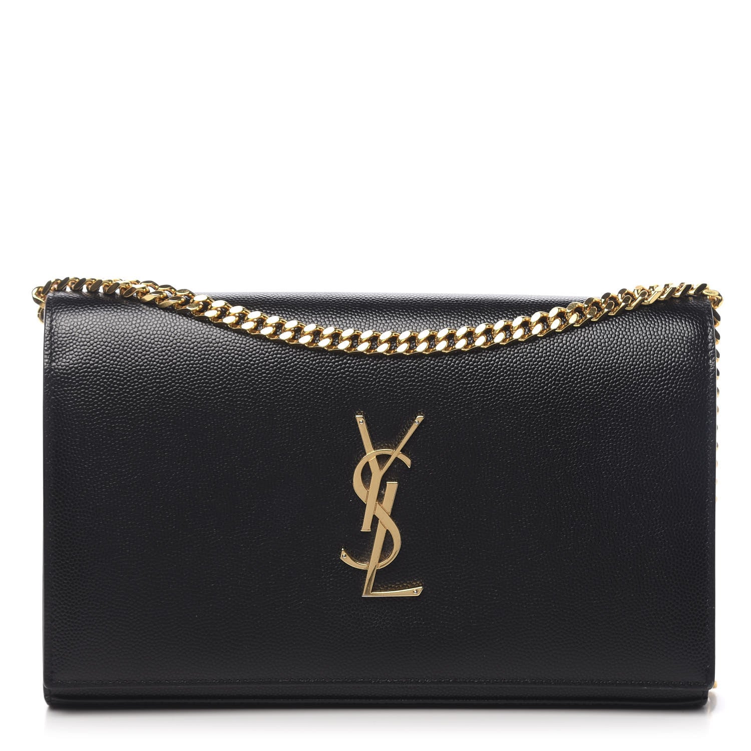 Saint Laurent Grain De Poudre Monogram Chain Wallet Black 1 of 10
