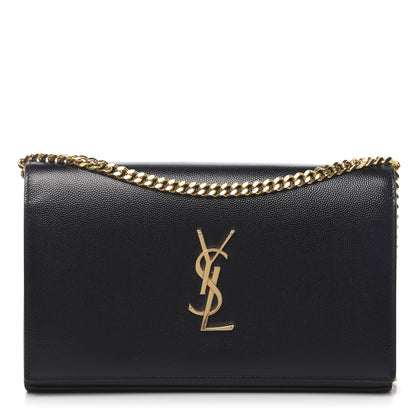 Saint Laurent Grain De Poudre Monogram Chain Wallet Black 1 of 10
