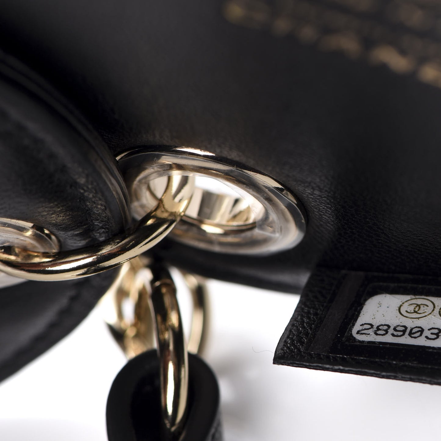 Lambskin Quilted Round Luggage Tag Black