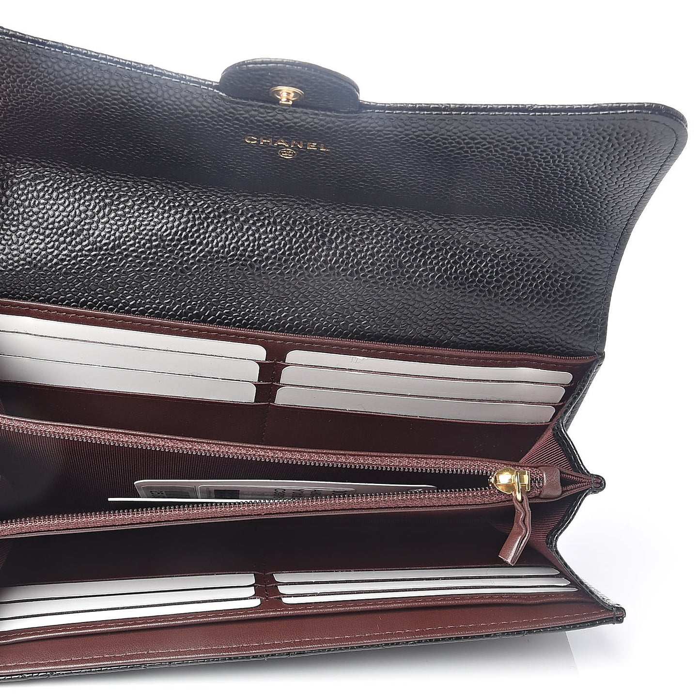 Caviar Quilted Large Gusset Flap Wallet Black
