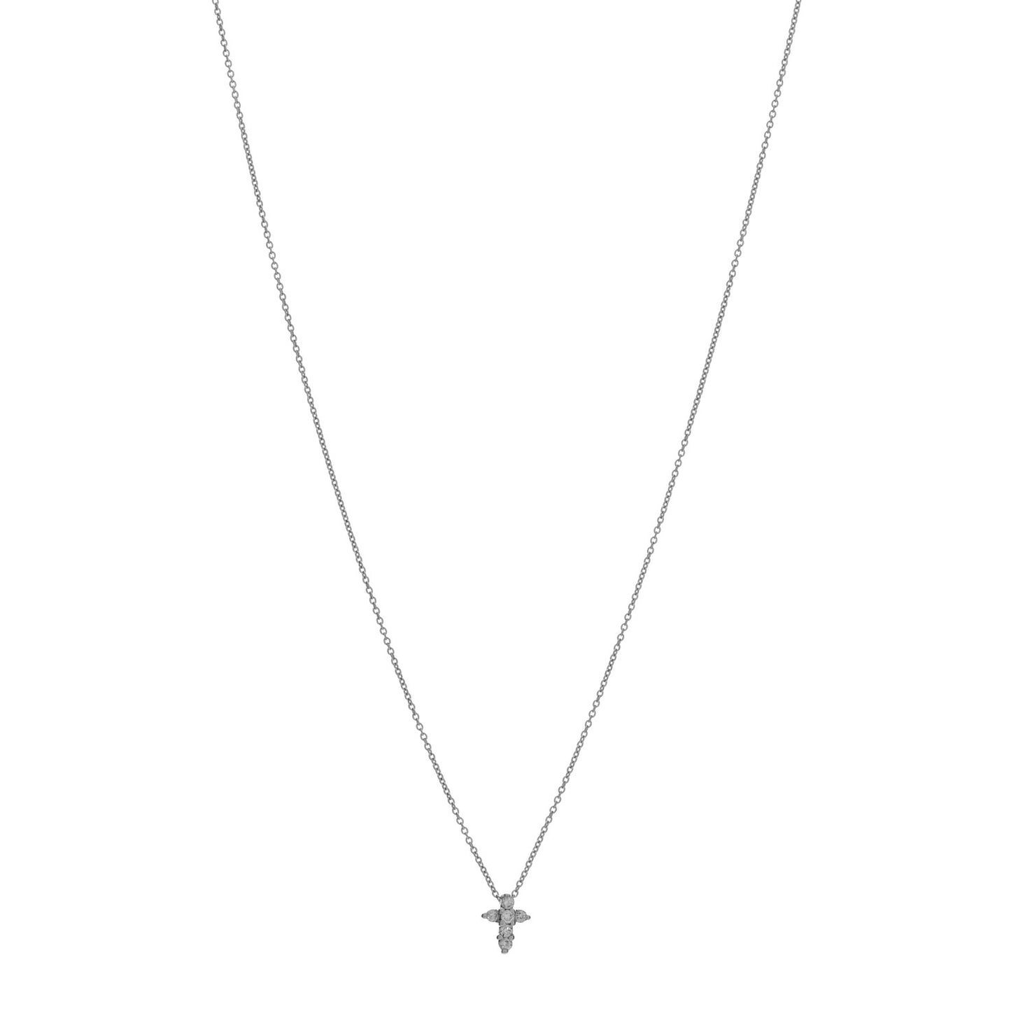 18K White Gold Diamond Tiny Treasures Baby Cross Pendant Necklace