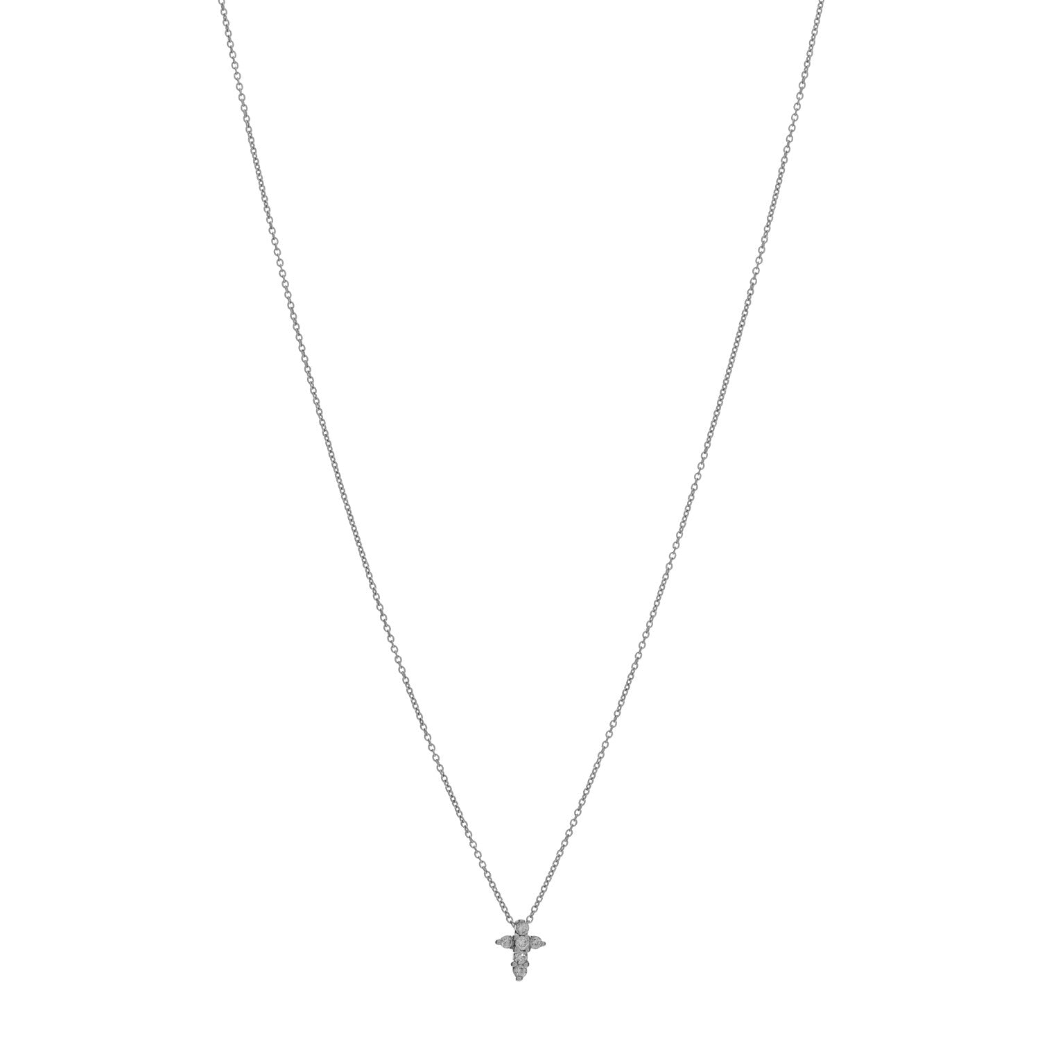 Roberto Coin 18K White Gold Diamond Tiny Treasures Baby Cross Pendant Necklace 1 of 4
