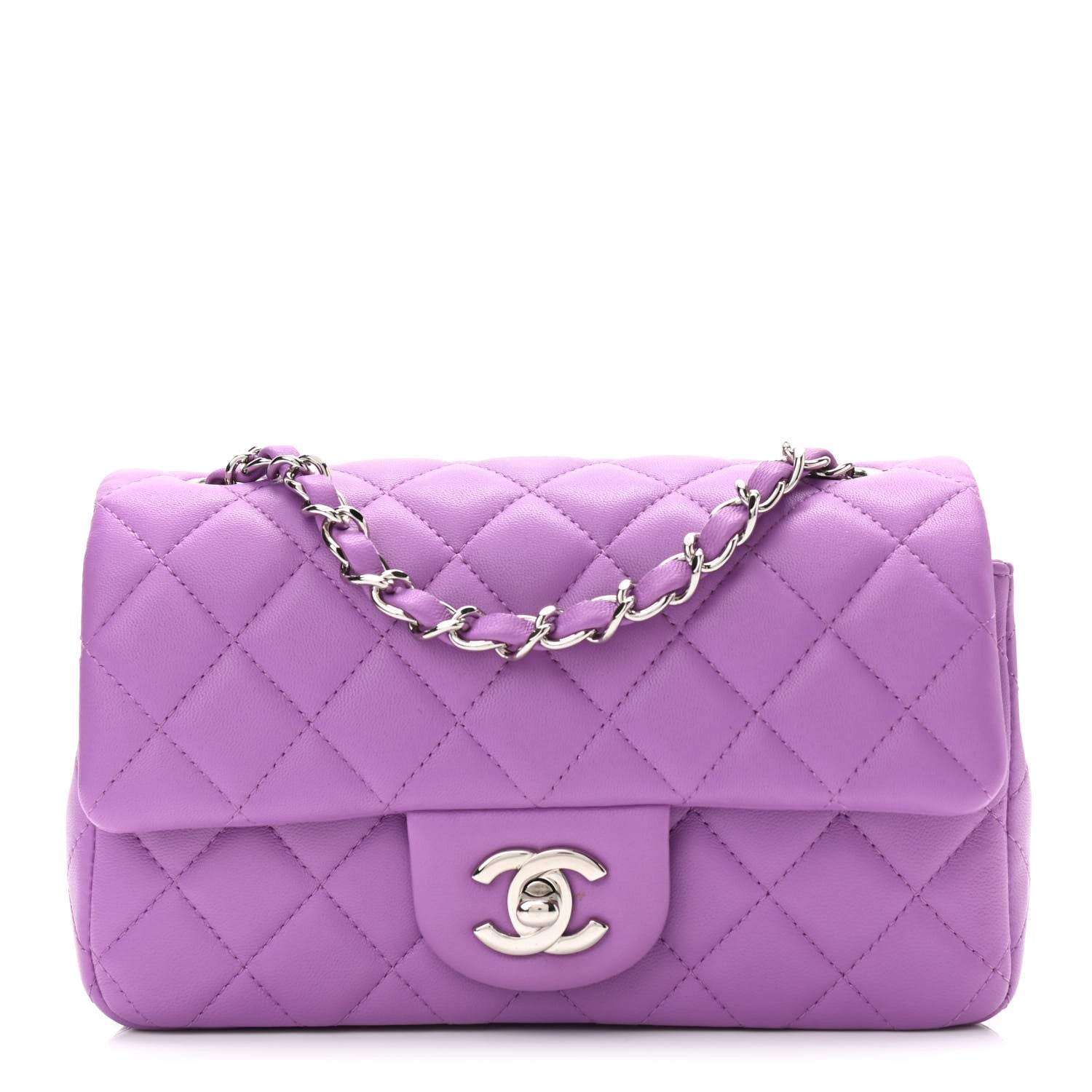 Chanel Lambskin Quilted Mini Rectangular Flap Purple 1 of 11
