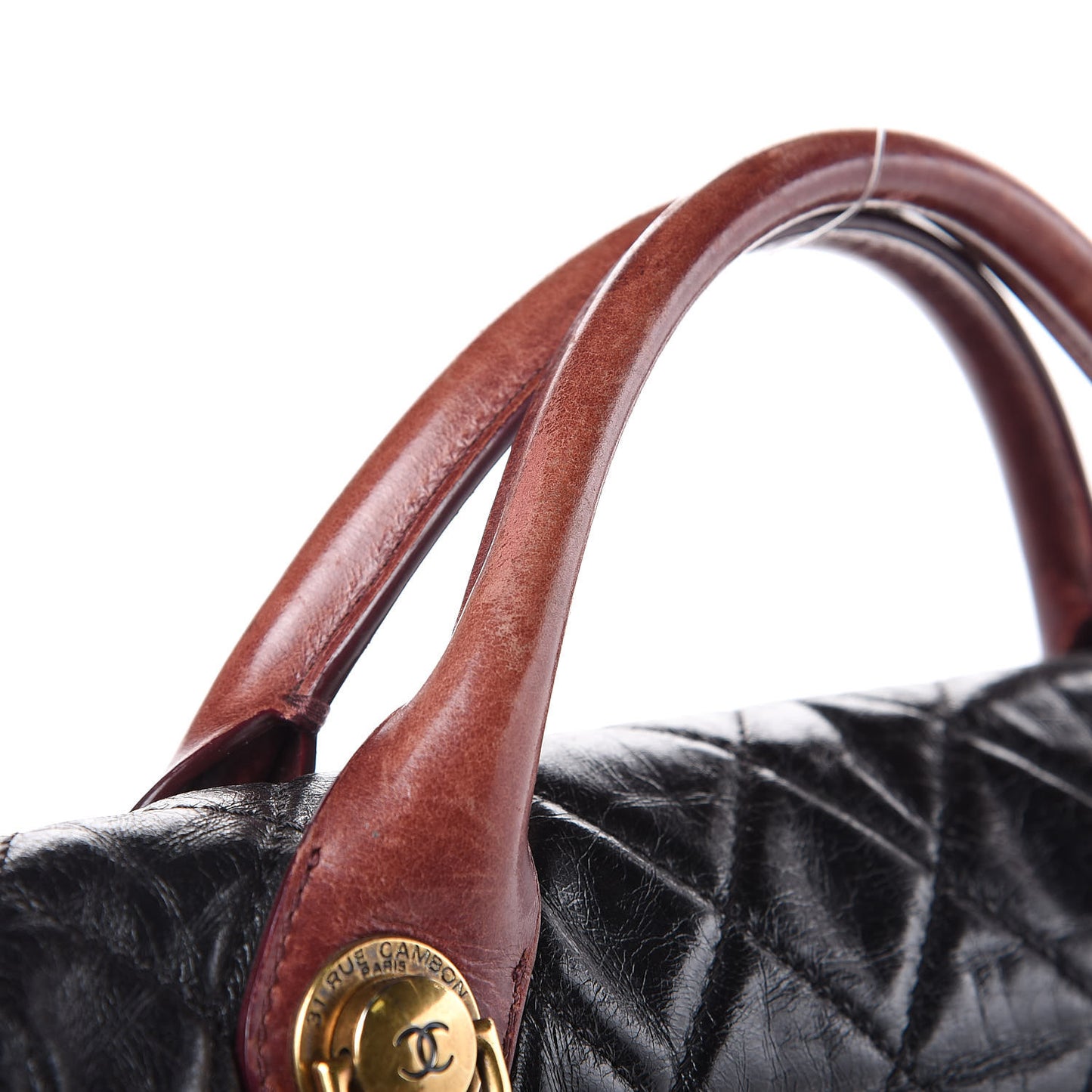 Glazed Calfskin Castle Rock Large Flap Black Burgundy