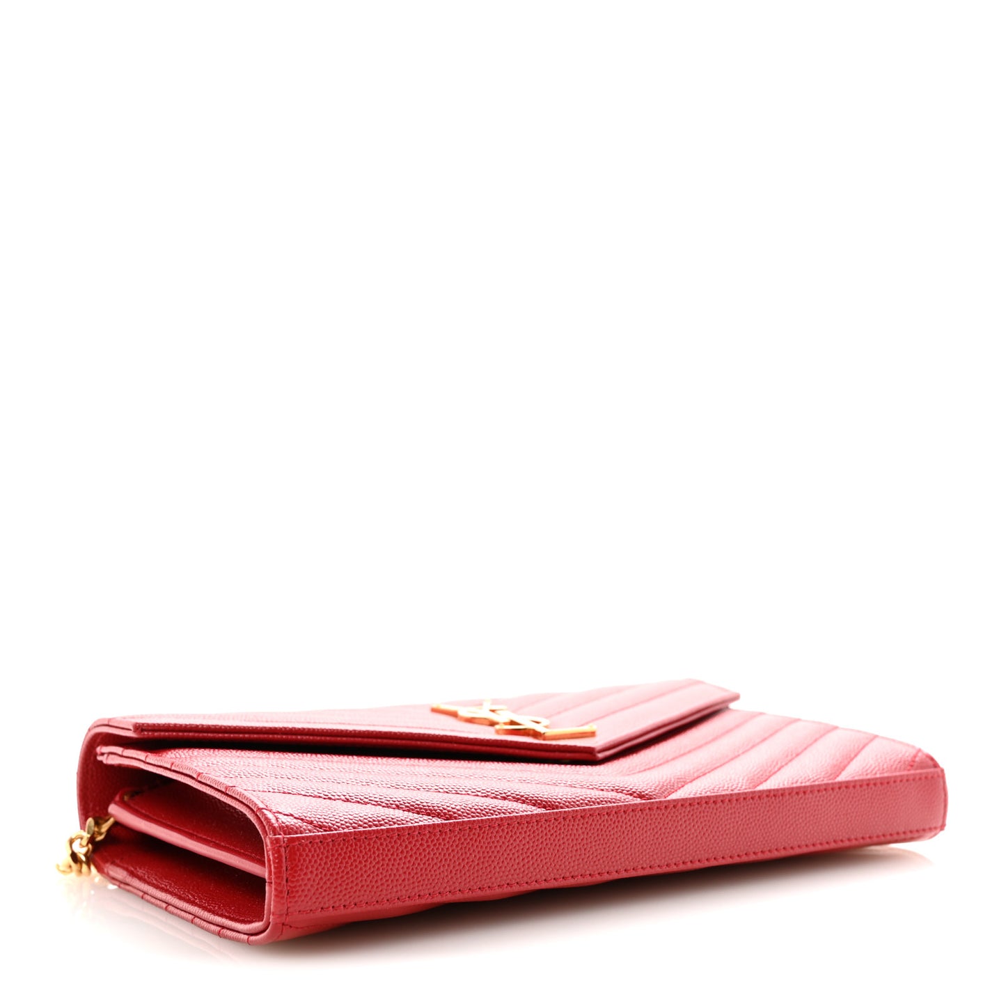 Grain De Poudre Matelasse Chevron Monogram Chain Wallet Rouge Eros