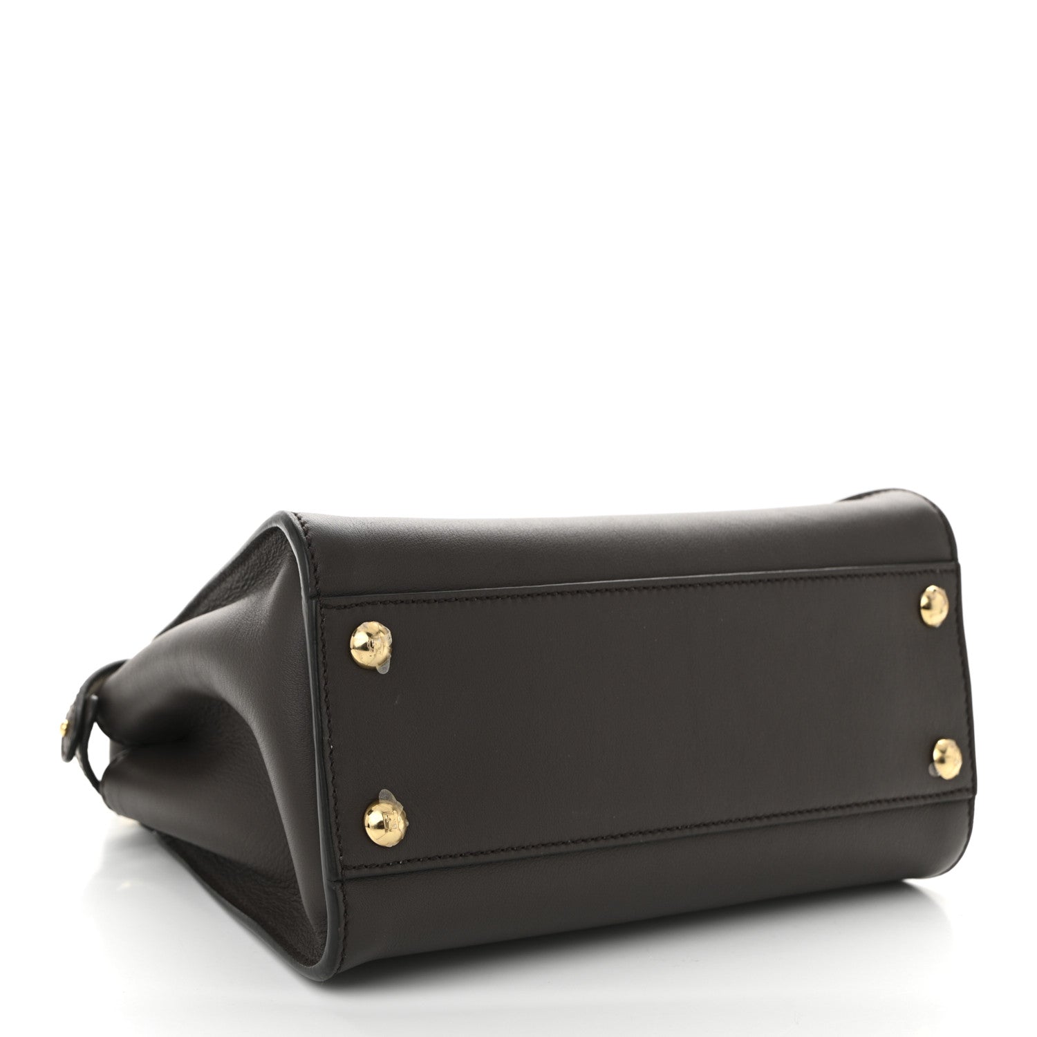 Fendi Vitello Seta Suede FF Mini Peekaboo Iconic Satchel Chocolate Sigaro Marrone 4 of 10