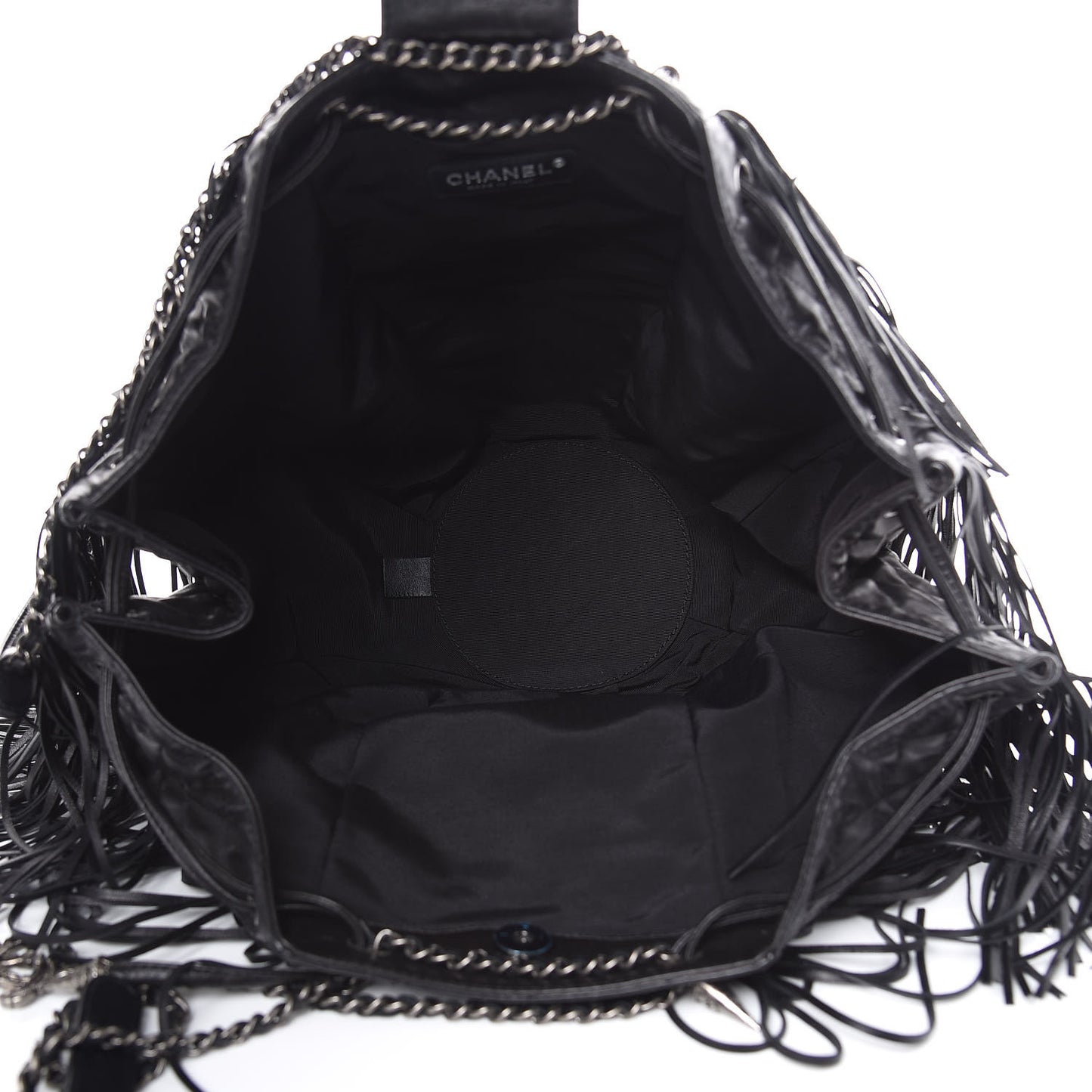 Lambskin Quilted Western Baluchon Fringe Bag Black