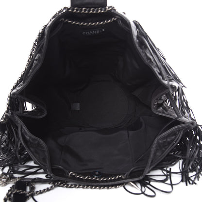 Chanel Lambskin Quilted Western Baluchon Fringe Bag Black 5 of 9