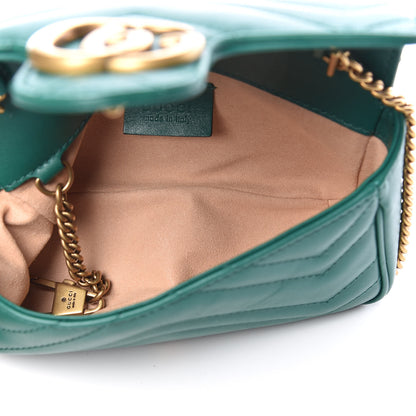 Gucci Calfskin Matelasse Super Mini GG Marmont Shoulder Bag Emerald Green 5 of 12