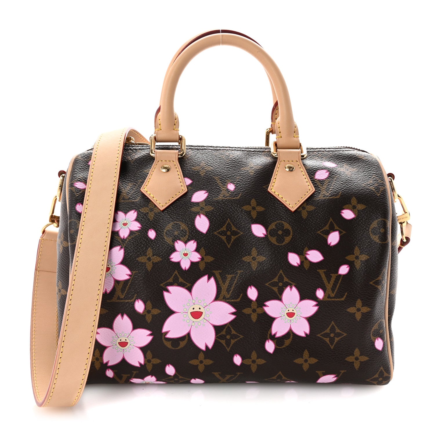 Louis Vuitton LV X TM Monogram Cherry Blossom Speedy Bandouliere 25 Sakura Brown 1 of 9