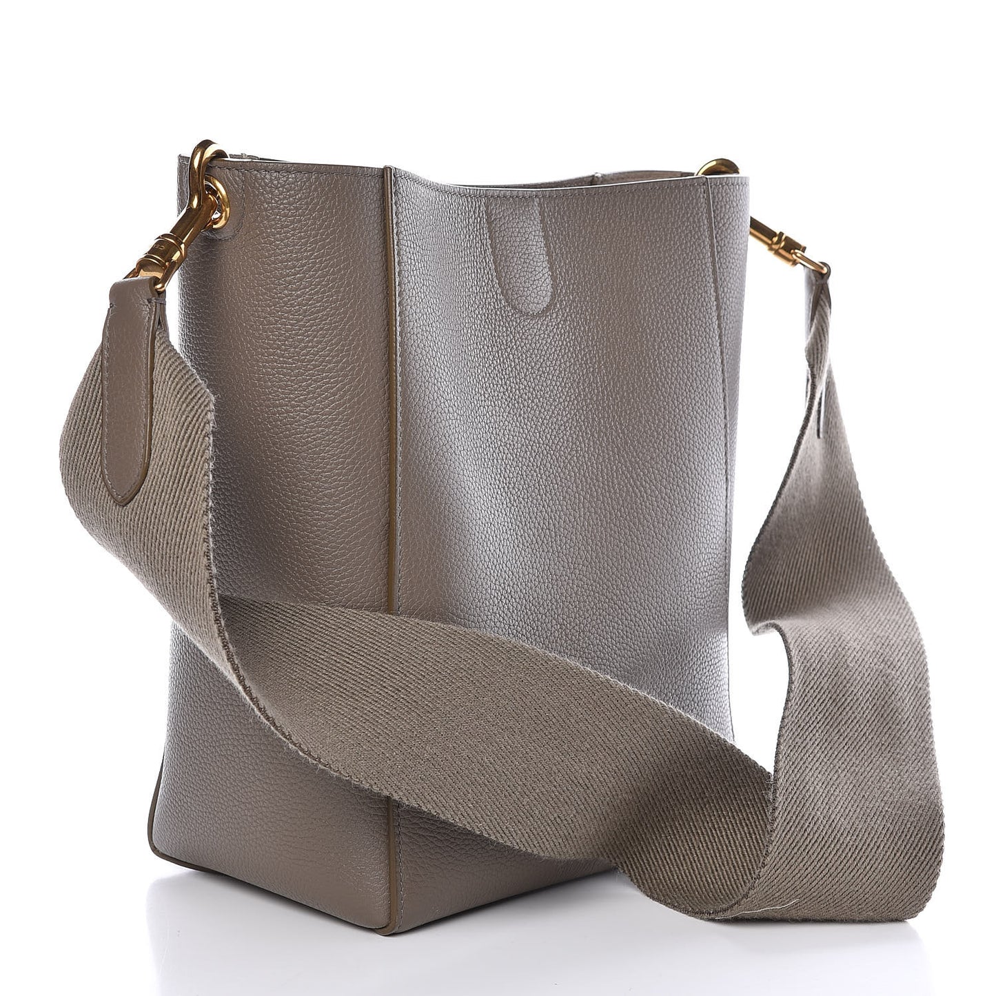 Soft Grained Calfskin Small Sangle Bucket Bag Taupe