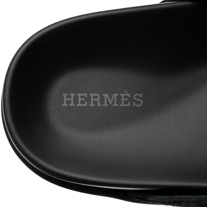 Hermes Suede Calfskin Go Mules 38 Black 6 of 9