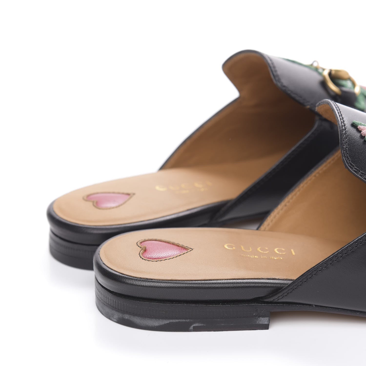 Gucci Calfskin Flower Embroidered Princetown Slippers 37 Black 10 of 11