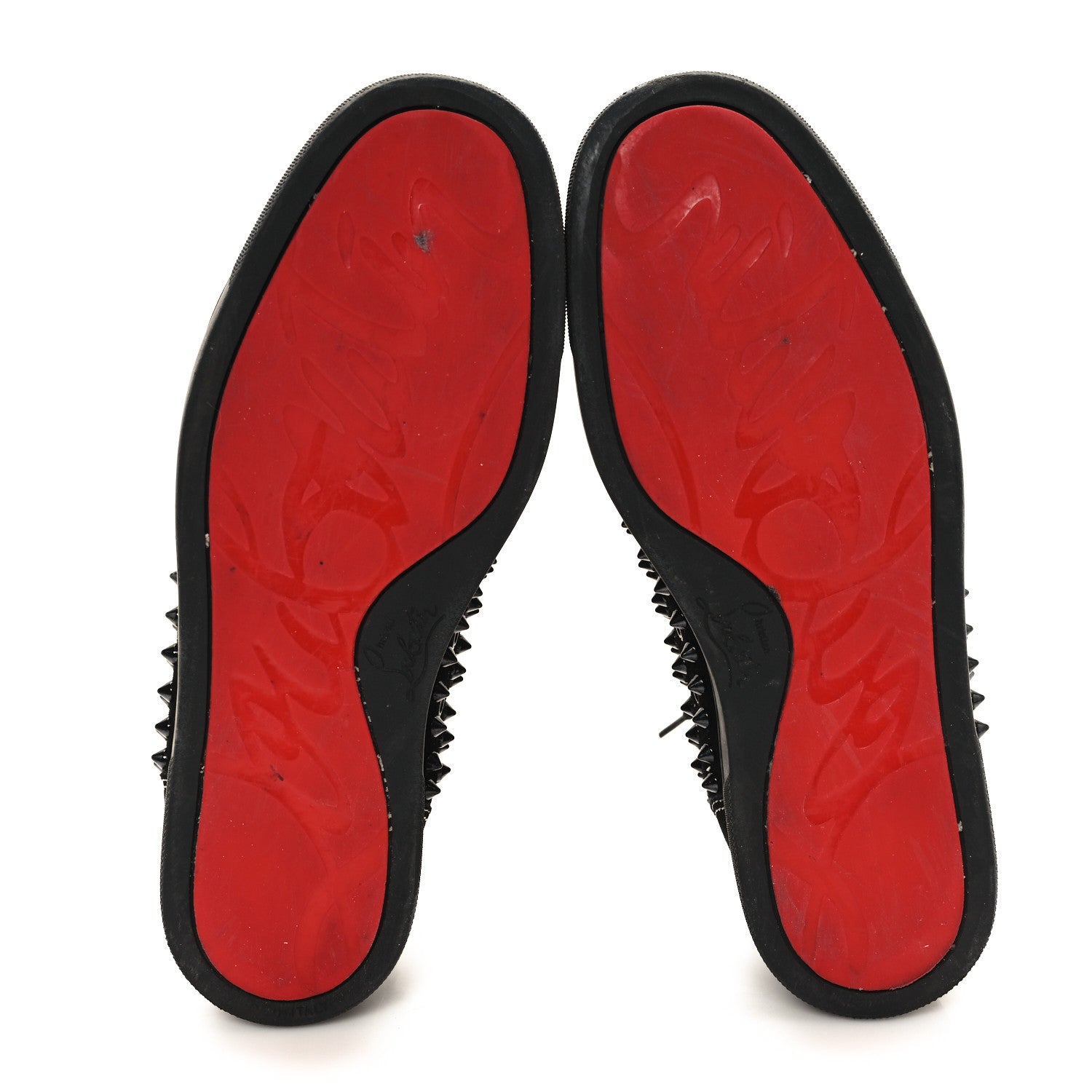 Christian Louboutin Veau Velours Womens Louis Spikes Flat Sneakers 39.5 Black 6 of 8