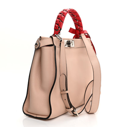 Fendi Vitello Seta Nappa Ribbon Medium Peekaboo Iconic Satchel Plaster Fiamma 3 of 10