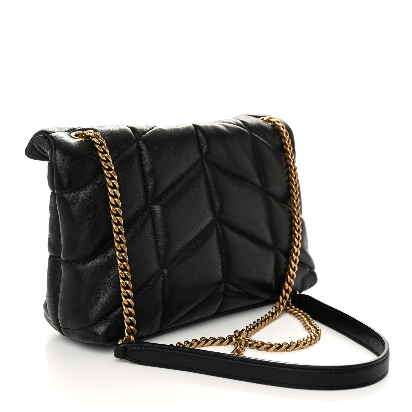 Lambskin Quilted Toy Loulou Puffer Monogram Chain Satchel Black