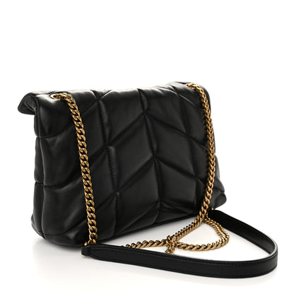 Saint Laurent Lambskin Quilted Toy Loulou Puffer Monogram Chain Satchel Black 3 of 11