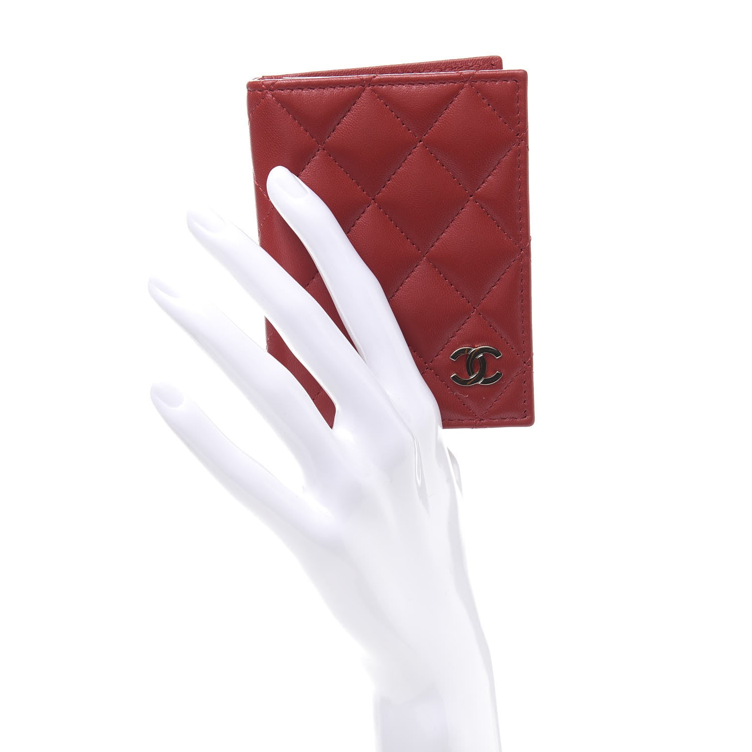 Chanel Lambskin Quilted Card Holder Wallet Red 2 of 12