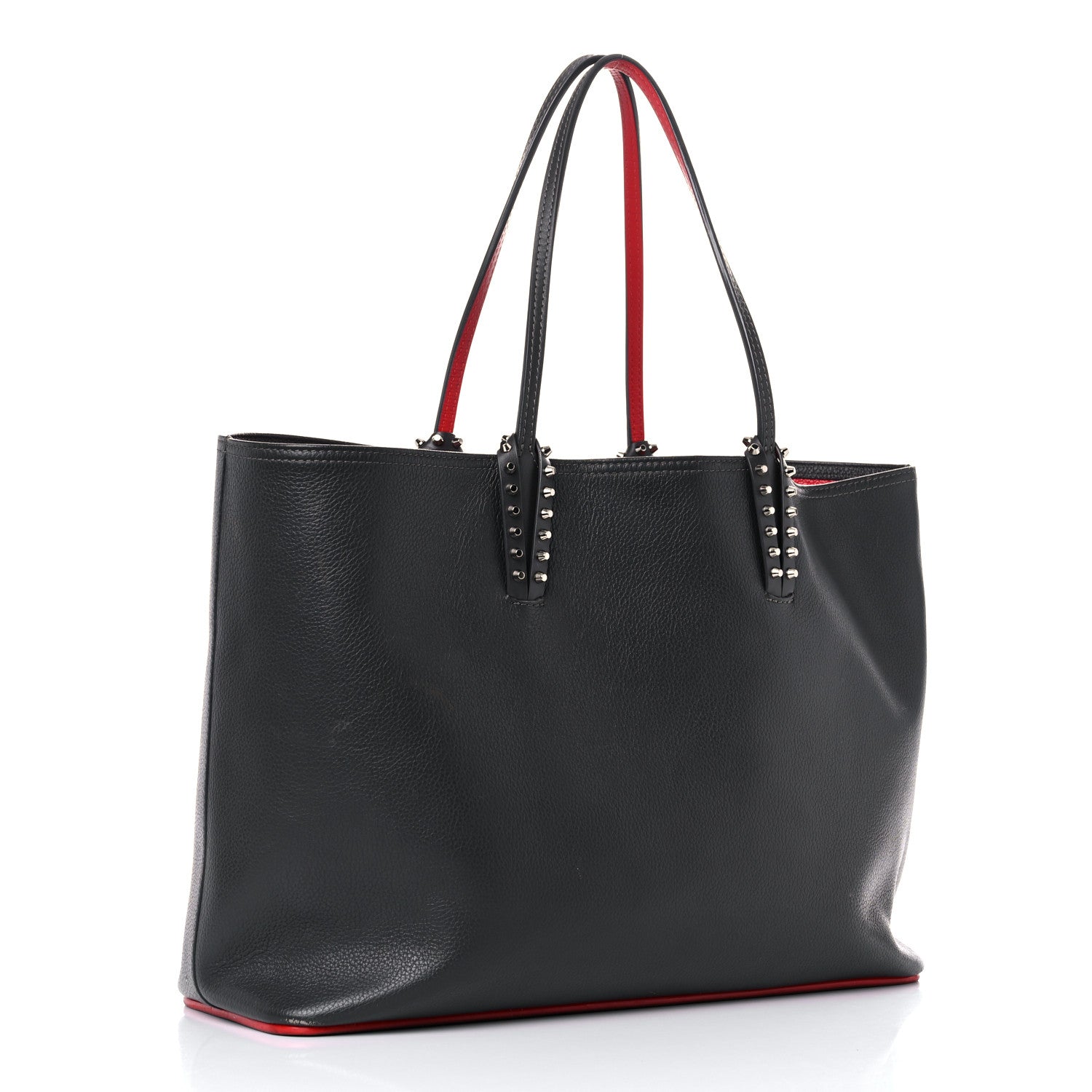 Christian Louboutin Calfskin Spikes East West Cabata Tote Charbon 3 of 28