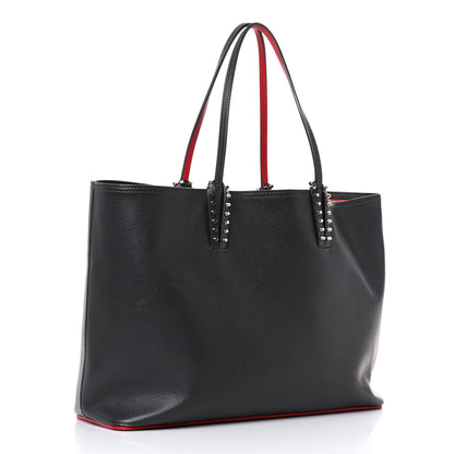 Christian Louboutin Calfskin Spikes East West Cabata Tote Charbon 3 of 28
